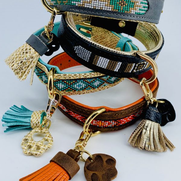 Collier Pompon et Perles - gamme hiver: gris et vert - Image 9